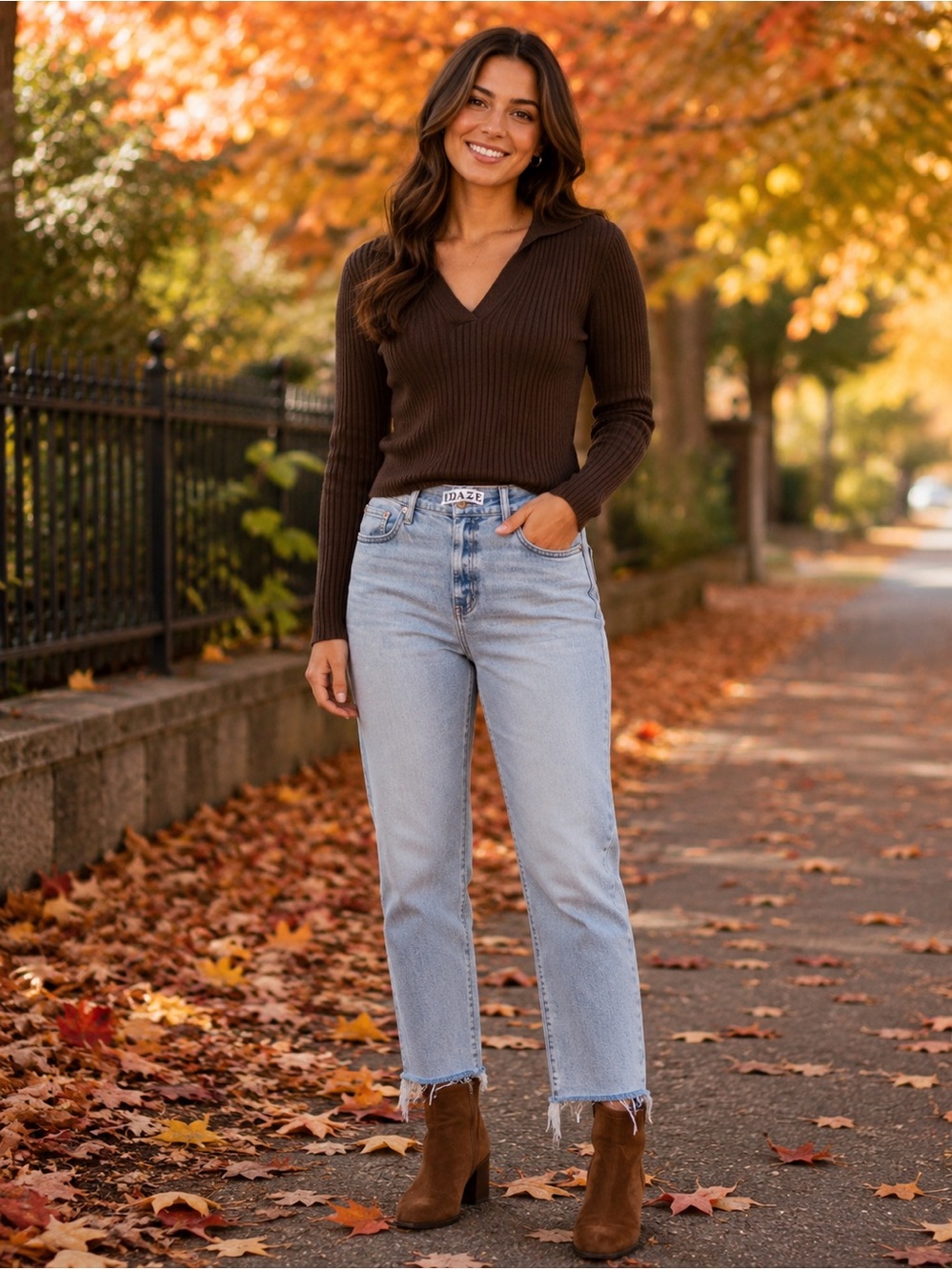 Light Wash Ankle Crop Jeans with Raw Hem